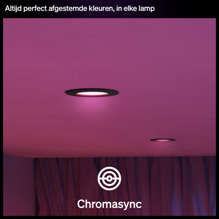 Philips Hue inbouwspot dun van 90 mm Zwart