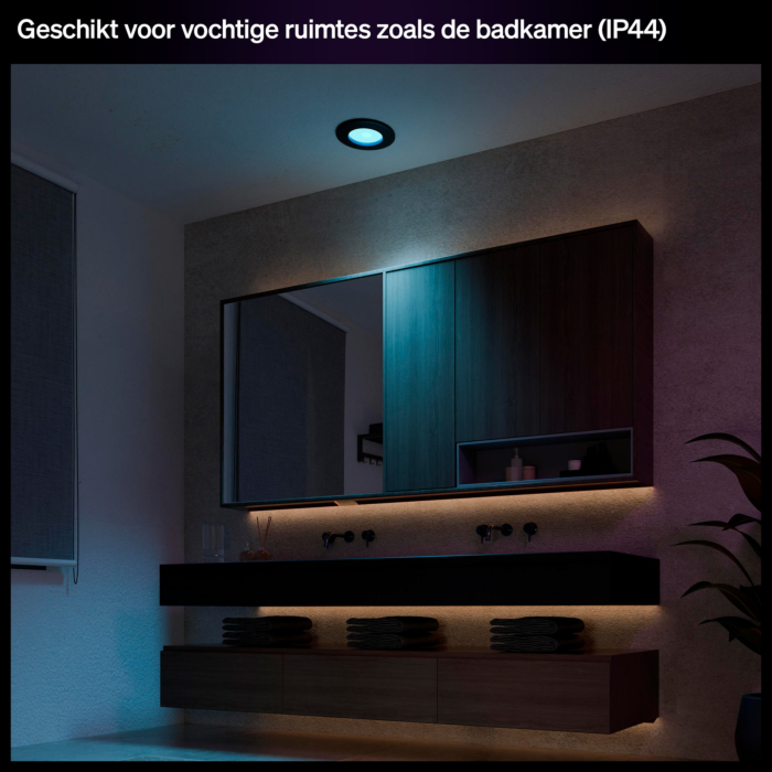 Philips Hue inbouwspot dun van 90 mm Zwart
