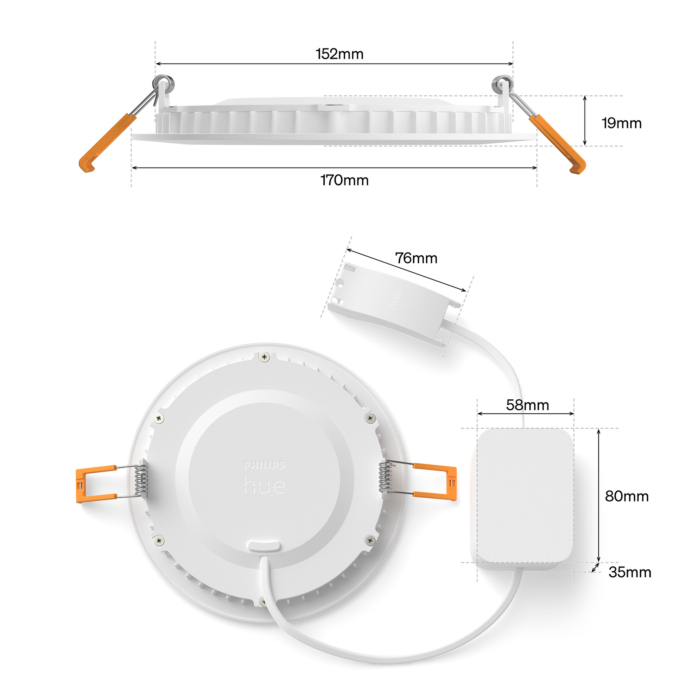 Philips Hue inbouwspot dun van 170 mm Wit