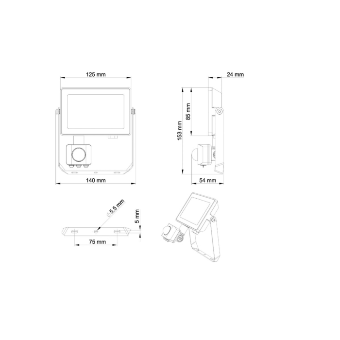 Philips 911401862584 ProjectLine schijnwerper 20W Warm wit met sensor
