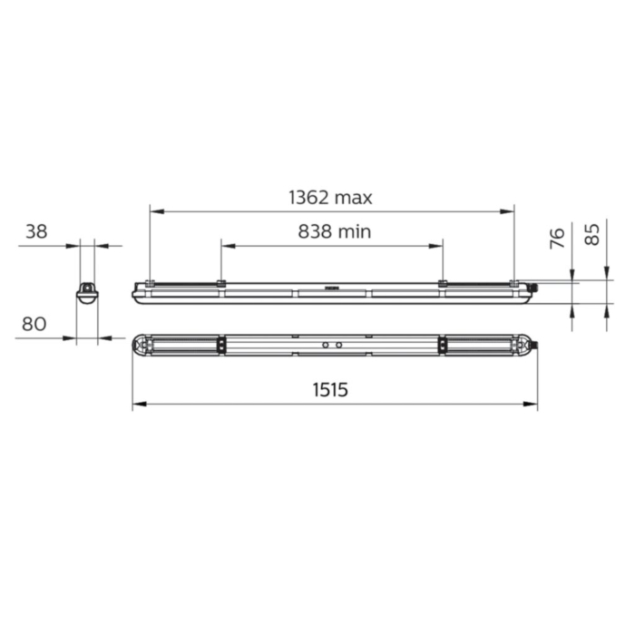 Philips 91688900 CoreLine Waterdicht WT120C 1500 44W 840 IP65