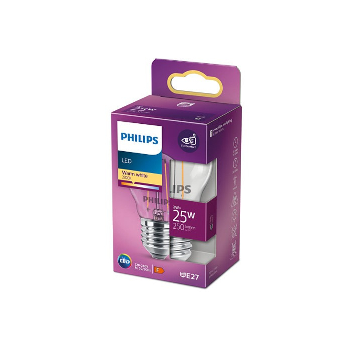 Philips 929001238755 LED Filament Clear ND P45 2-25W E27 Warm wit