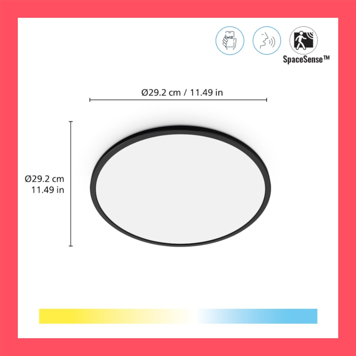 Wiz 929002685222 SuperSlim Plafond 16W Warmwit tot koelwit Zwart