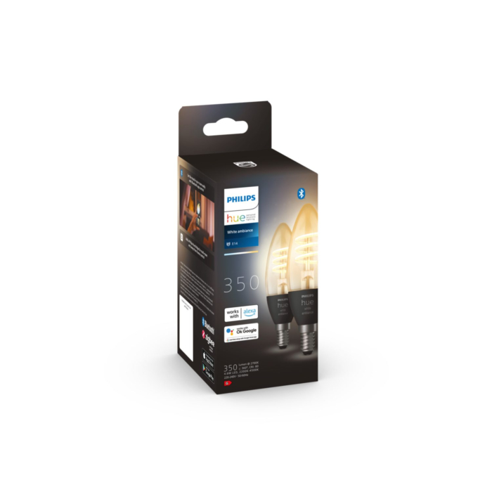 Philips 929003145202 Hue White Ambiance Filament Candle 4,6W E14 (duopack)
