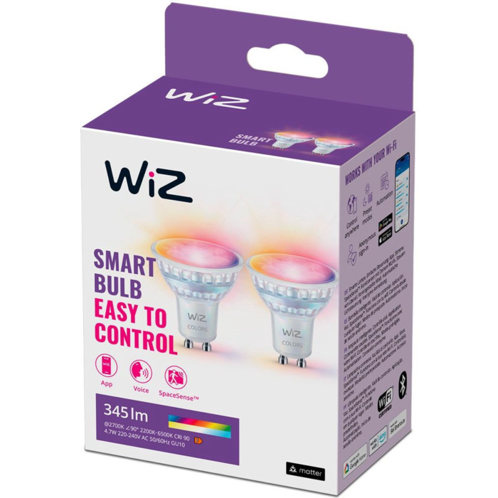 Wiz 929003772342 Spot 4,7W GU10 Gekleurd en Wit Licht (2-pack)