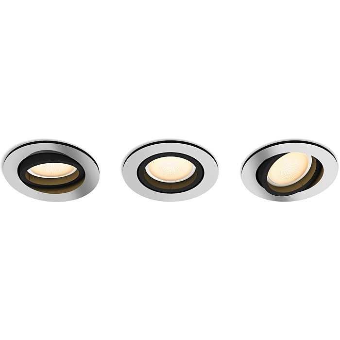 Philips 929003810901 Hue Milliskin Inbouwspot Hue White Ambiance (GU10) Kleur aluminium (3-pack)