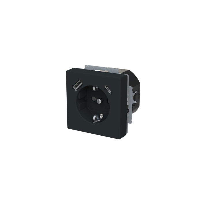 Busch-Jaeger 21 EUCB2USBAC-885 Wandcontactdoos 1xUSB-A + 1xUSB-C Zwart mat