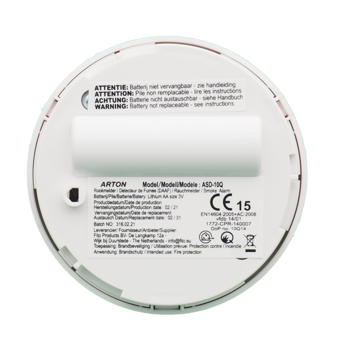 Fito ASD-10Q Brandmelder 3V Lithium batterij
