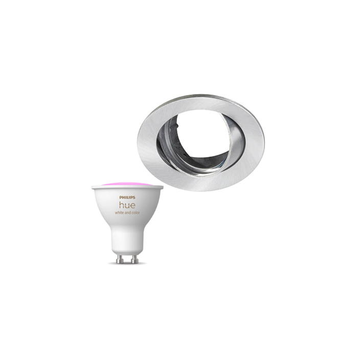 Inbouwspot Lumiance Inclusief Hue White en Color (GU10) Geborsteld aluminium 