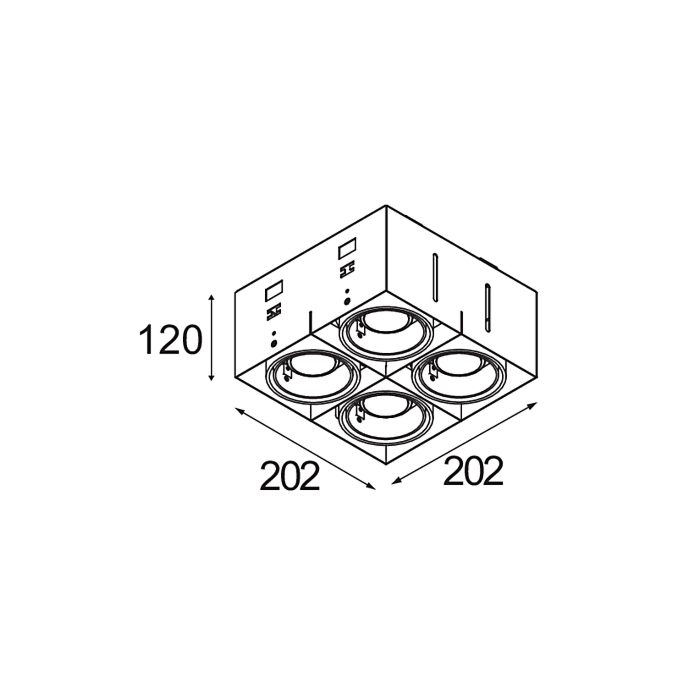 Modular Mini-Multiple Recessed Trimless Adjustable Zwart 4x GU10 Hue White Ambiance