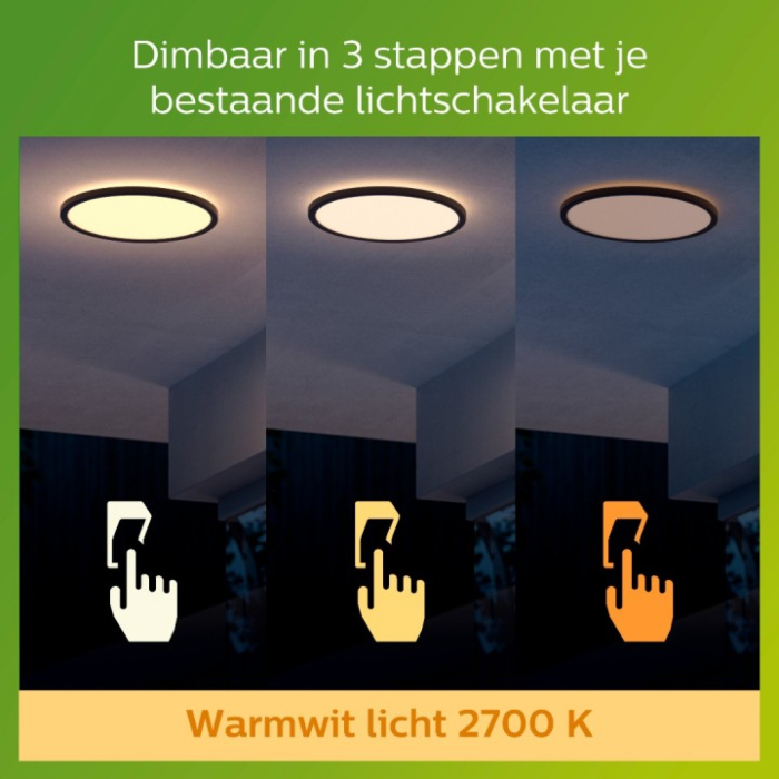 Philips 929003191301 SceneSwitch SuperSlim 15W Warm wit IP54 Zwart