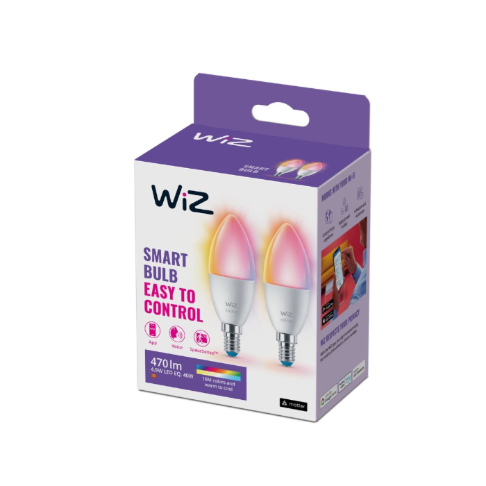 Wiz 929002448842 Gekleurd en Wit Licht E14 C37 4,9W (2-pack)
