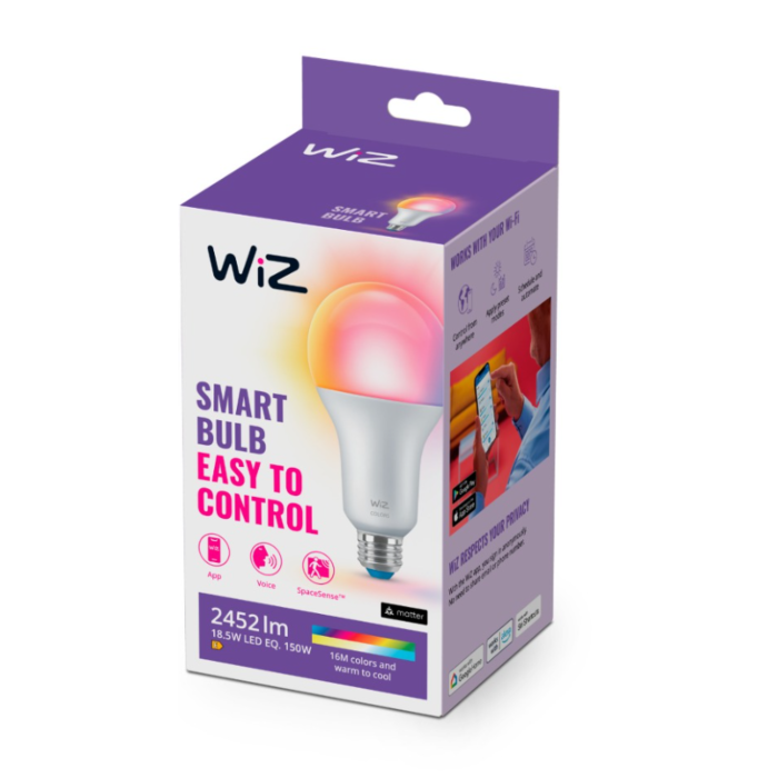 Wiz 929003500022 Gekleurd en met Wit Licht E27 A80 18,5W