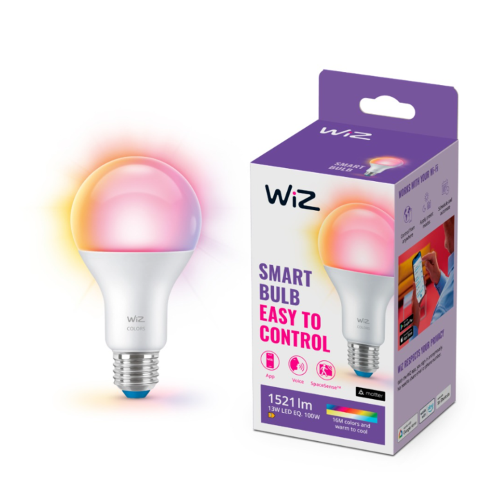 Wiz 929002449722 Gekleurd en met Wit Licht E27 A67 13W