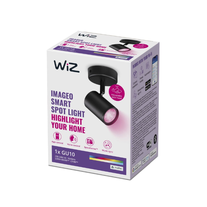 Wiz 929002659022 Imageo Spots 5W Color Zwart