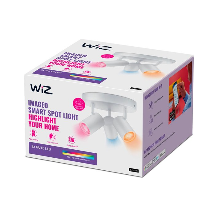 Wiz 929003210822 Imageo Spots 3x 5W Gekleurd en Wit Licht Wit