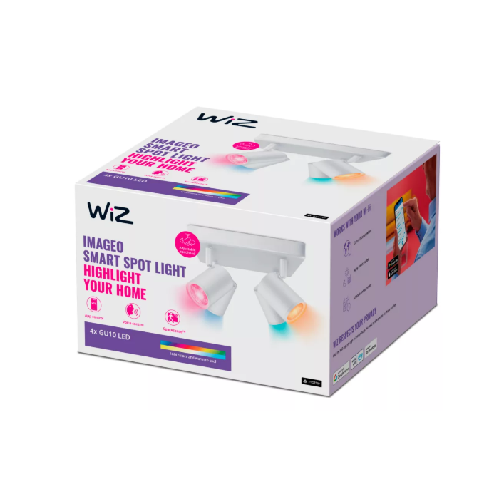 Wiz 929003211222 Imageo Spots 4x 5W Gekleurd en Wit Licht Wit