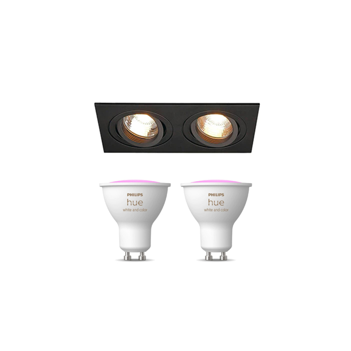 Inbouwspot SLV New Tria 2 inclusief Hue White and Color Ambiance (GU10) Zwart 