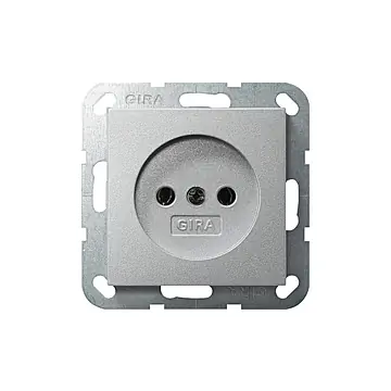 Gira 048026 Systeem 55 Wandcontactdoos zonder aardcontact 16A 250V 2-polig Kleur aluminium