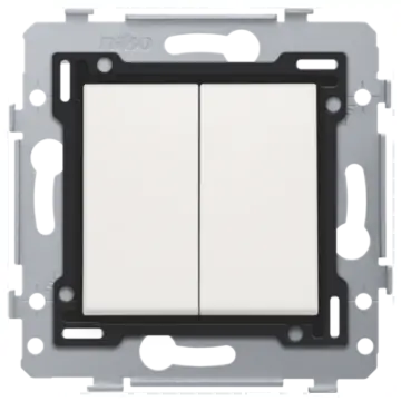 Niko 101-81515 tweevoudige schakelaar 71x71 met insteekklemmen, sokkel en afwerkingsset, White