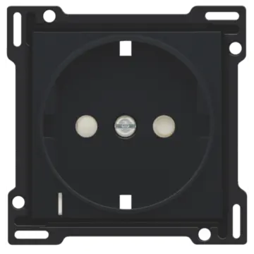Niko 161-66908 afwerkingsset voor wandcontactdoos met randaarde, kinderveiligheid en spanningsaanduiding, Black coated