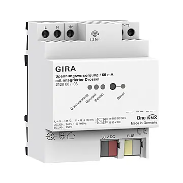 Gira 212000 Voeding 160 mA met geïntegreerde smoorspoel voor Gira One en KNX