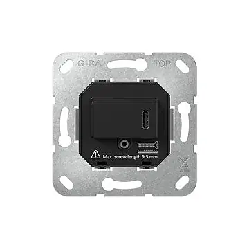 Gira 236300 Basiselement USB-voeding Power Delivery 1-voudig Zwart