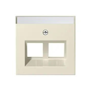 Gira 264001 Systeem 55 Afdekking met 30° schuingeplaatste kabeluitvoer en tekstvenster voor draagring Modular Jack Crème wit glanzend