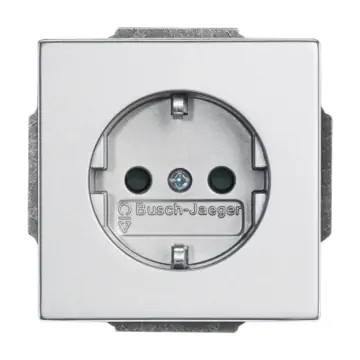 Busch Jaeger 2CKA002013A5272 Wandcontactdoos met randaarde met verhoogde aanraakbeveiliging Aluzilver