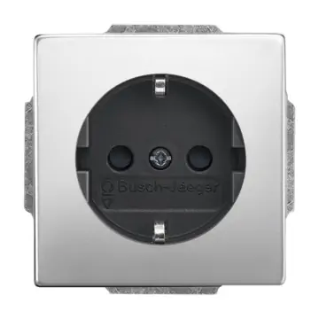 Busch Jaeger 2CKA002013A5276 Wandcontactdoos met randaarde Verhoogde aanraakbeveiliging Pure stainless steel