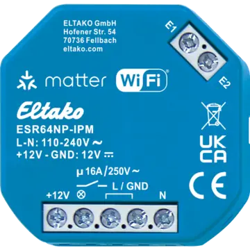 Eltako ESR64NP-IPM Impulsschakelaar met geïntegreerde relaisfunctie met IP Matter via Wi-Fi Optioneel EnOcean 1 NO contact niet potentiaalvrij