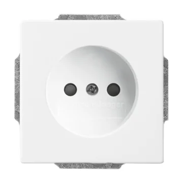 Busch Jaeger 2CKA002113A5337 Wandcontactdoos met verhoogde aanraakbeveiliging Studiowit mat (zonder aardcontact)