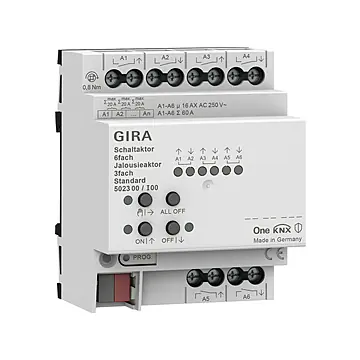 Gira 502300 Schakelactuator 6-voudig 16A / jaloezieactuator 3-voudig 16A Standard voor Gira One en KNX