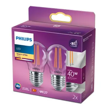 Philips 929001890557 LED Classic P45 ND 4,3-40W E27 Warm wit Multipack 2 stuks 