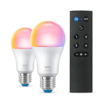 Wiz 929003649601 Gekleurd en met Wit Licht A60 8,5W Duo pack met afstandsbediening