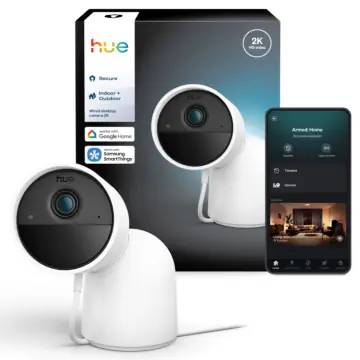 Philips Hue Secure 2K beveiligingscamera met cameravoet Wit