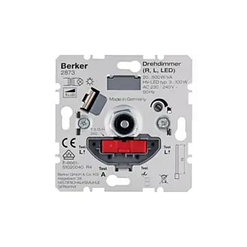 Berker 2873 Draaidimmer LED-draaidimmer 3-100 W (LED, R, L) met soft-klik