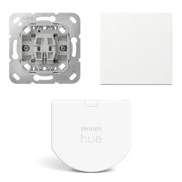 Gira Wipdrukcontact met Hue wandschakelaar module en Wip Zuiver wit glanzend
