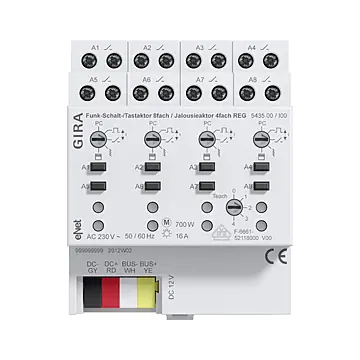 Gira 543500 eNet Draadloze schakel-/tastactor achtvoudig/ jaloezieactor viervoudig DIN-rail