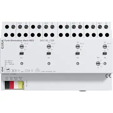 Gira 543100 eNet Draadloze dimactor viervoudig DIN-rail  4 x 250 W/VA