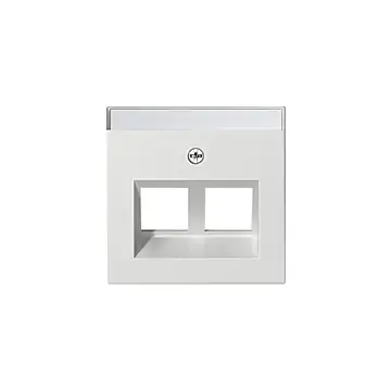 Gira 264003 Systeem 55 Afdekking met 30° schuingeplaatste kabeluitvoer en tekstvenster voor draagring Modular Jack Zuiver wit glanzend