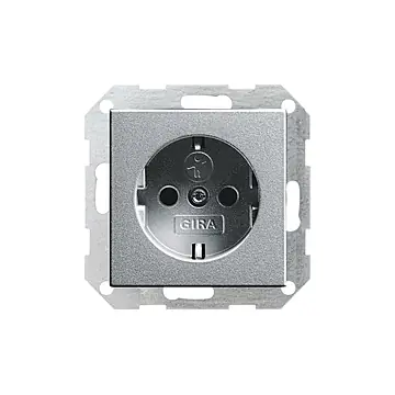 Gira 275526 Systeem 55 Wandcontactdoos met randaarde 16A 250V met kinderbeveiliging en symbool Kleur aluminium