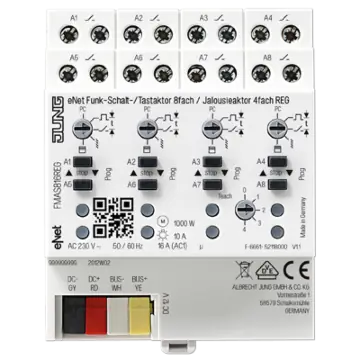 Jung FM AS 816 REG eNet radiografische schakel-/pulsactor 8-voudig / jaloezieactor 4-voudig voor DIN-rail 