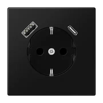 Jung LS 1520-15 CA SWM Wandcontactdoos en USB-laadcontactdoos type C/A Grafietzwart Mat