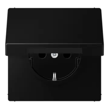 Jung LS 1520 NBFKL SWM Wandcontactdoos met beschermingscontact met klapdeksel Grafietzwart mat