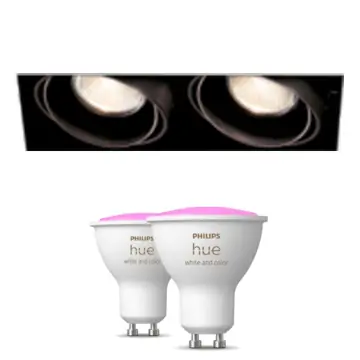 Modular Mini-Multiple Recessed Trimless Adjustable Zwart 2x GU10 Hue White and Color Ambiance