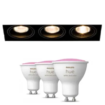 Modular Mini-Multiple Recessed Trimless Adjustable Zwart 3x GU10 Hue White and Color Ambiance