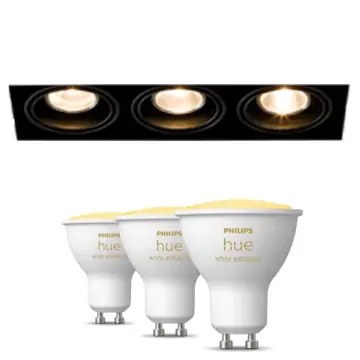 Modular Mini-Multiple Recessed Trimless Adjustable Zwart 3x GU10 Hue White Ambiance