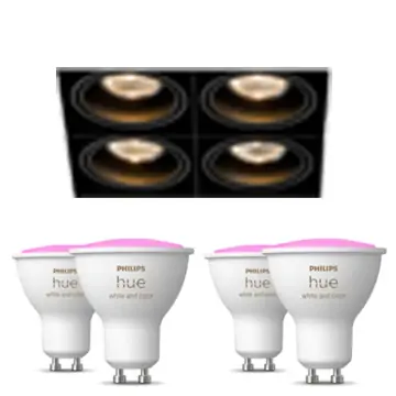 Modular Mini-Multiple Recessed Trimless Adjustable Zwart 4x GU10 Hue White and Color Ambiance