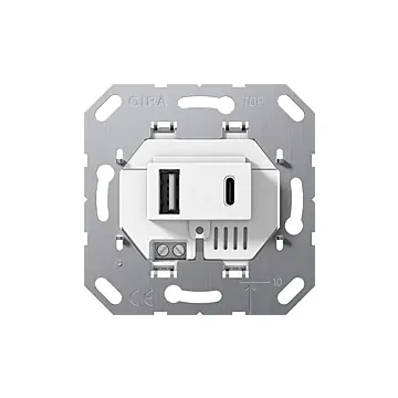 Gira 234900 USB voedingseenheid tweevoudig Type A / type C Wit